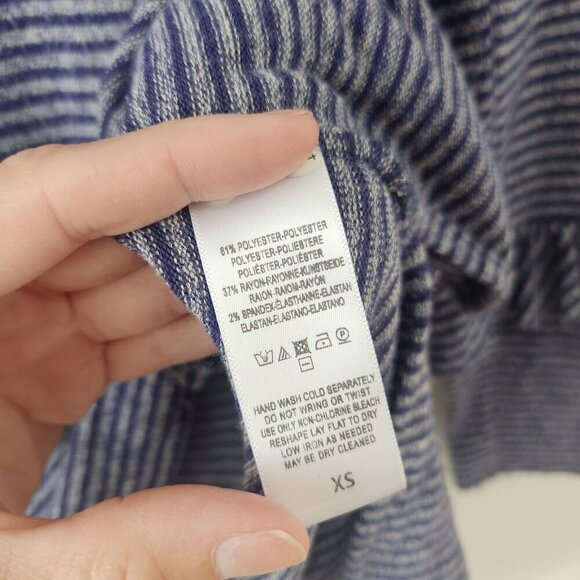 Anthropologie Postmark Blue Striped Lightweight Knit Long Sleep Top Sweater XS - Picture 6 of 7